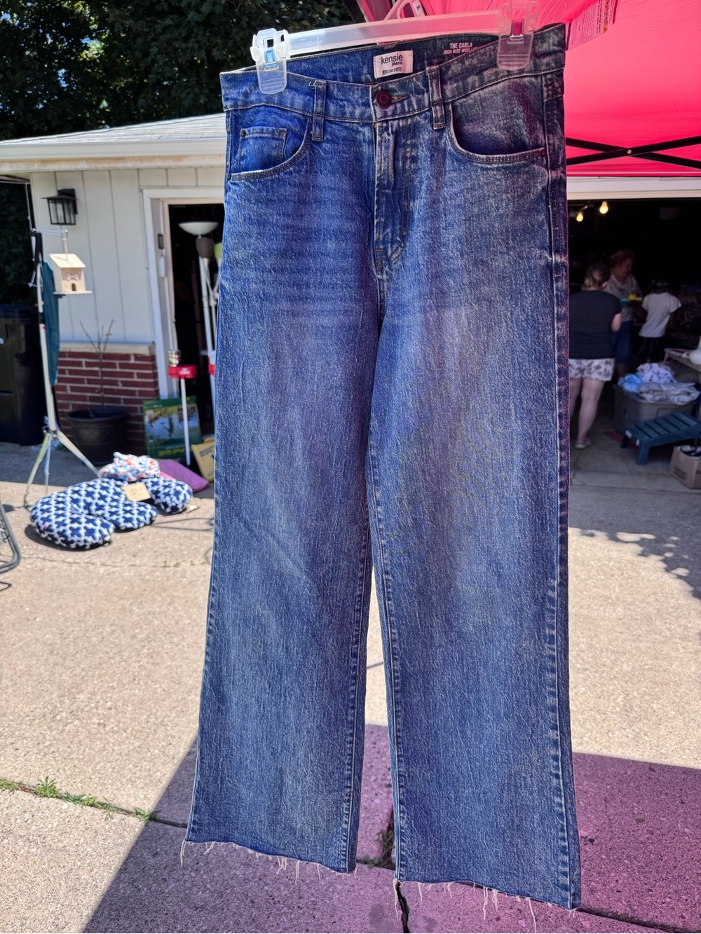 Kensie The Carla High-Rise Wide Leg Jeans - Blue